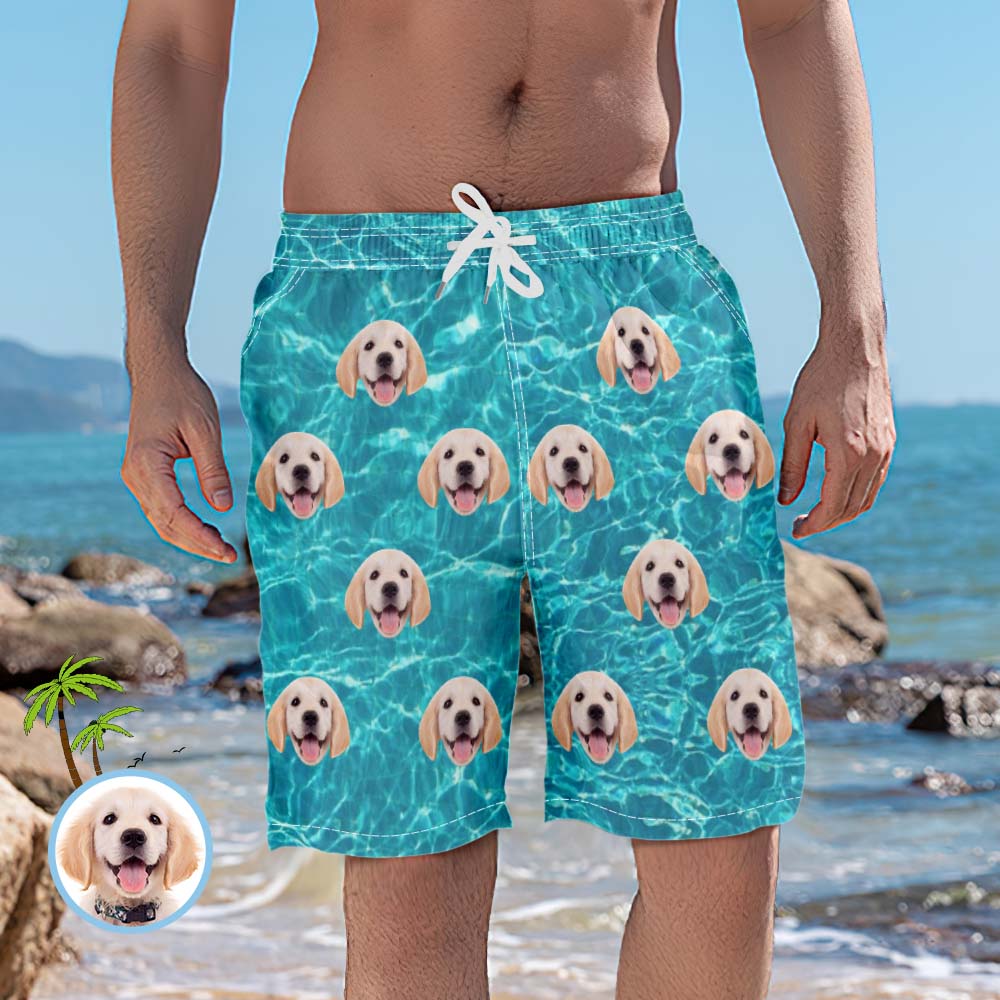 Short De Plage Personnalisé Maillot De Bain Visage Personnalisé Short De Planche De Surf À Séchage Rapide Pour L'été-MyHawaiianShirtsFR