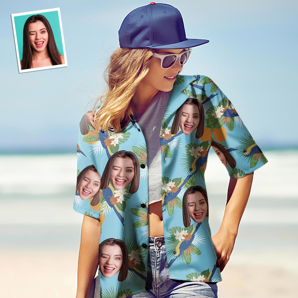 Chemise PersonnaliséeChemise hawaïenne pour femme avec visage personnalisé Chemise hawaïenne avec photo pour femme Cadeau pour elle - Toucan Party-MyHawaiianShirtsFR