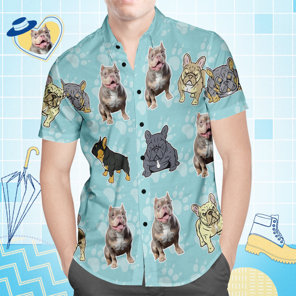 Chemise PersonnaliséeChemise hawaïenne personnalisée avec impression sur tout le visage Chemise pour hommes Pitbull Dogs-MyHawaiianShirtsFR