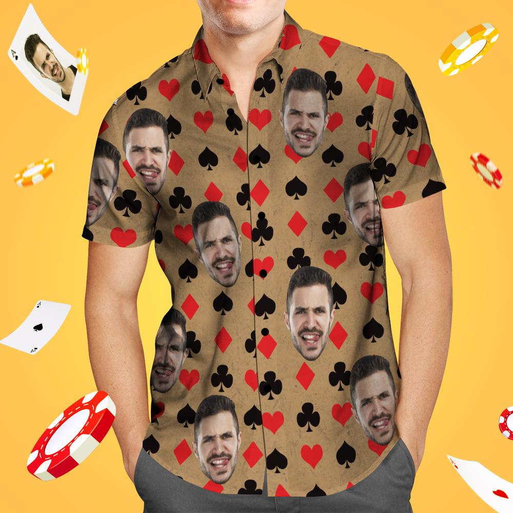 Chemise PersonnaliséeChemise hawaïenne avec visage personnalisé Chemise de poker personnalisée Cadeau pour lui-MyHawaiianShirtsFR