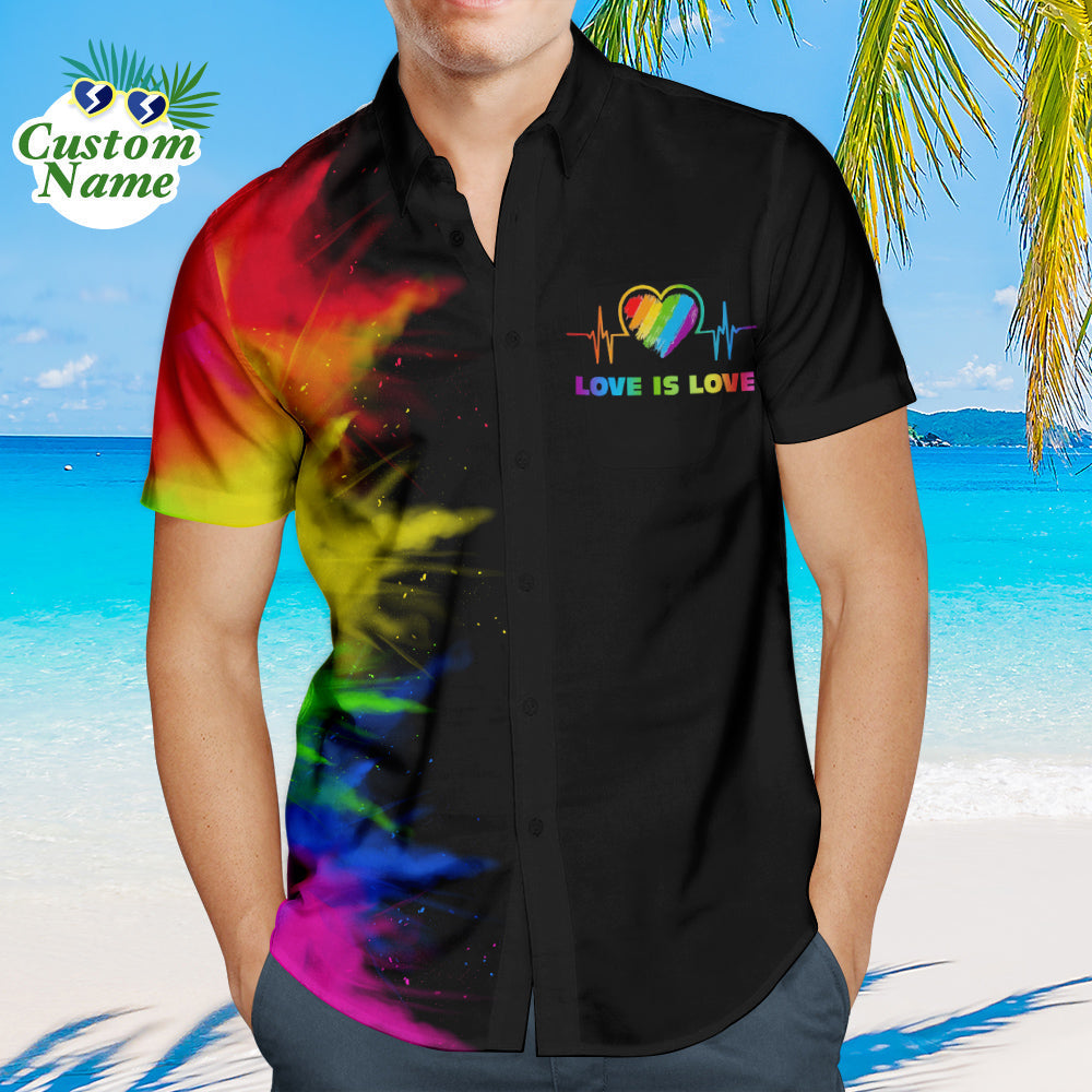 Chemise PersonnaliséeChemises hawaïennes personnalisées pour hommes Chemise personnalisée LGBTQ Gay Pride - Love is Love-MyHawaiianShirtsFR