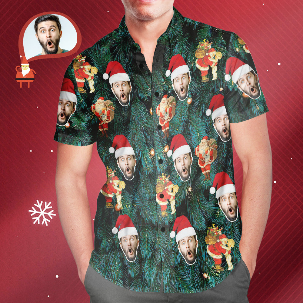 Chemise PersonnaliséeChemise Hawaïenne De Style Sapin De Noël Imprimé Sur Tout Le Visage Pour Hommes-MyHawaiianShirtsFR