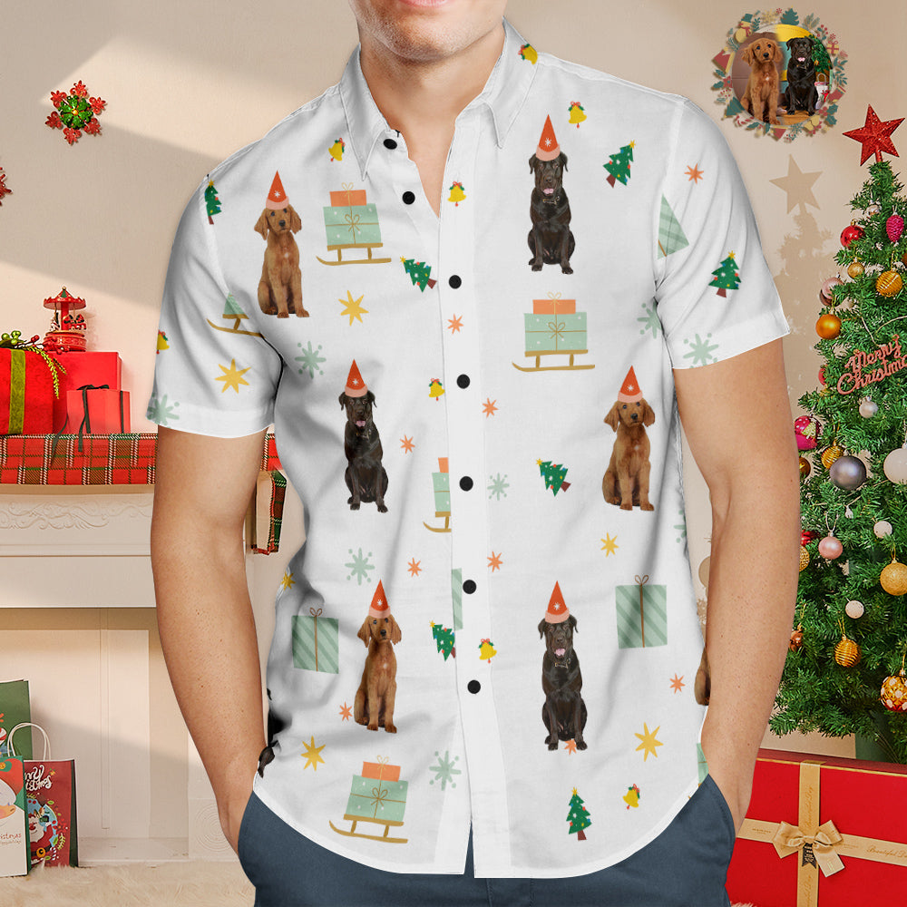 Chemise PersonnaliséeChemise Hawaïenne De Visage Personnalisé Cadeau De Chemise De Noël De Photo D'animal De Compagnie Drôle Pour Les Hommes-MyHawaiianShirtsFR