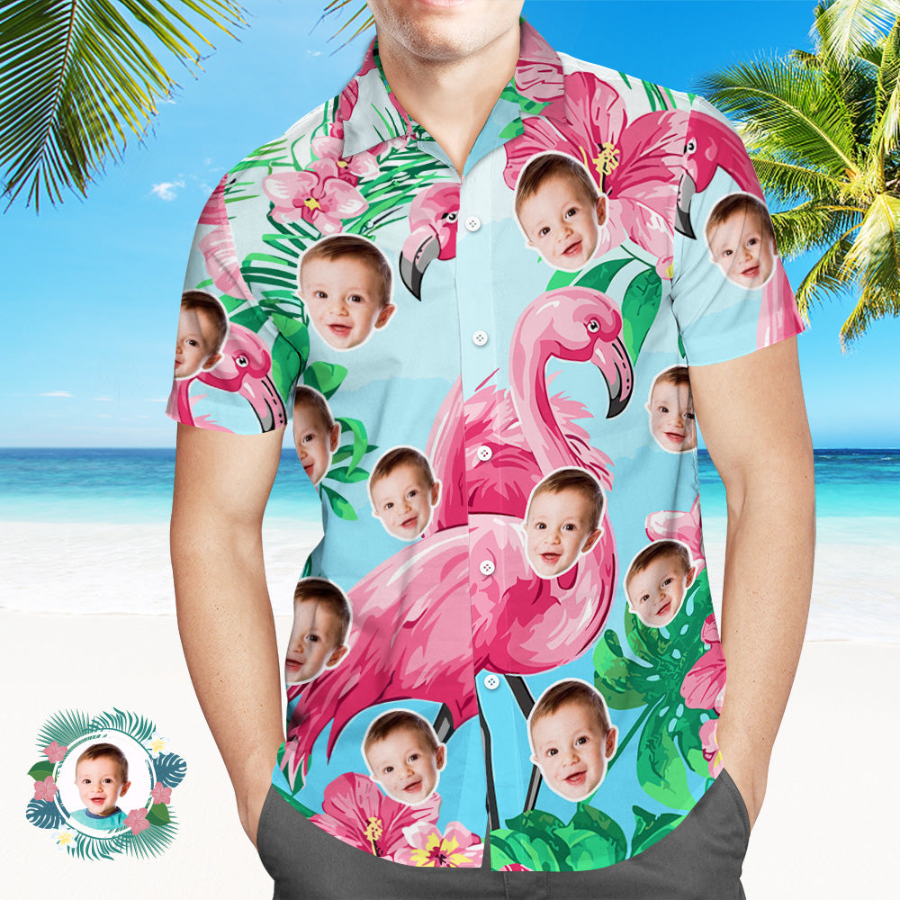 Chemise Hawaïenne Imprimée Sur Tout Le Visage Chemise Hawaïenne D'été Flamingo Pour Hommes-MyHawaiianShirtsFR
