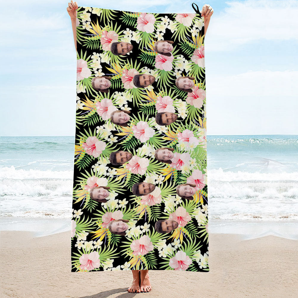 Serviette de bain personnalisée Style Hawaii Serviette photo personnalisée Cadeau amusant