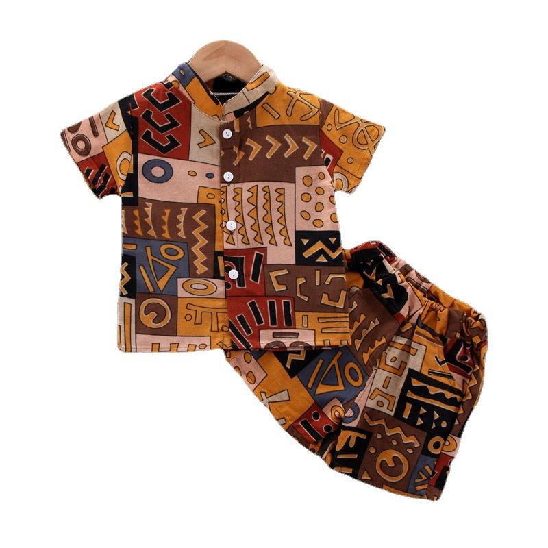 Ensemble Hawaii Set Cabana Hawaiienne pour petit garçon Ensemble de chemises de plage Aloha pour enfants - Style rétro-MyHawaiianShirtsFR