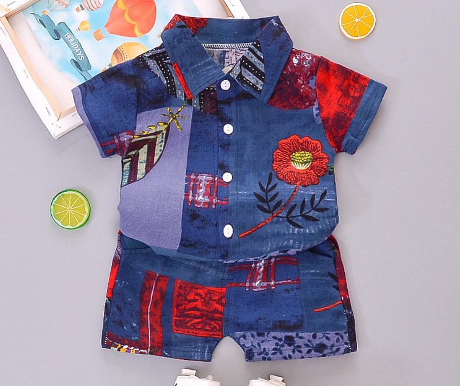 Ensemble Hawaii Set Cabana Hawaiian pour petit garçon Ensemble de chemises de plage Aloha pour enfants - Rose-MyHawaiianShirtsFR