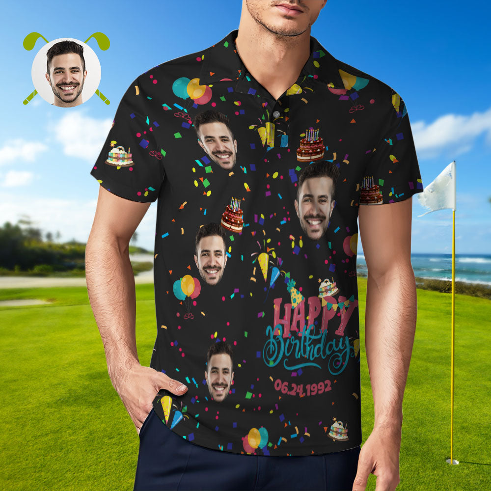 Polo Personnalisé Polo De Golf Hawaïen Imprimé Partout, Cadeau D'anniversaire Unique-MyHawaiianShirtsFR