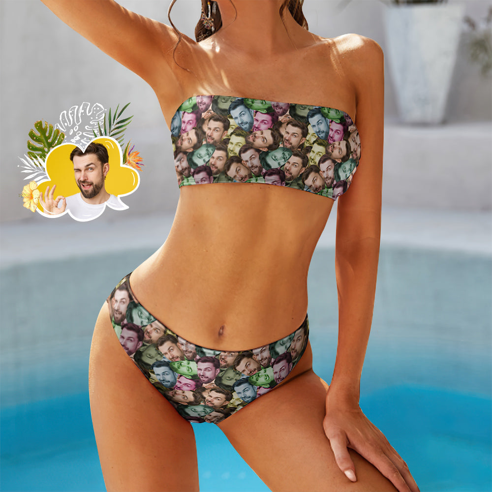 Costume de bain Bandeaukini personnalisé Face Mash Cadeau pour elle-MyHawaiianShirtsFR