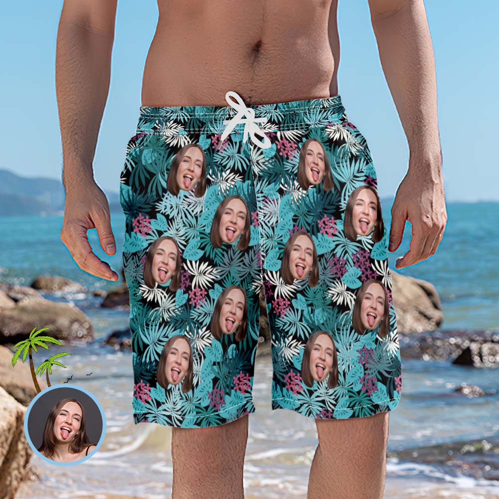 Caleçon De Plage Personnalisé Pour Homme Shorts Photo - Forêt Tropicale-MyHawaiianShirtsFR