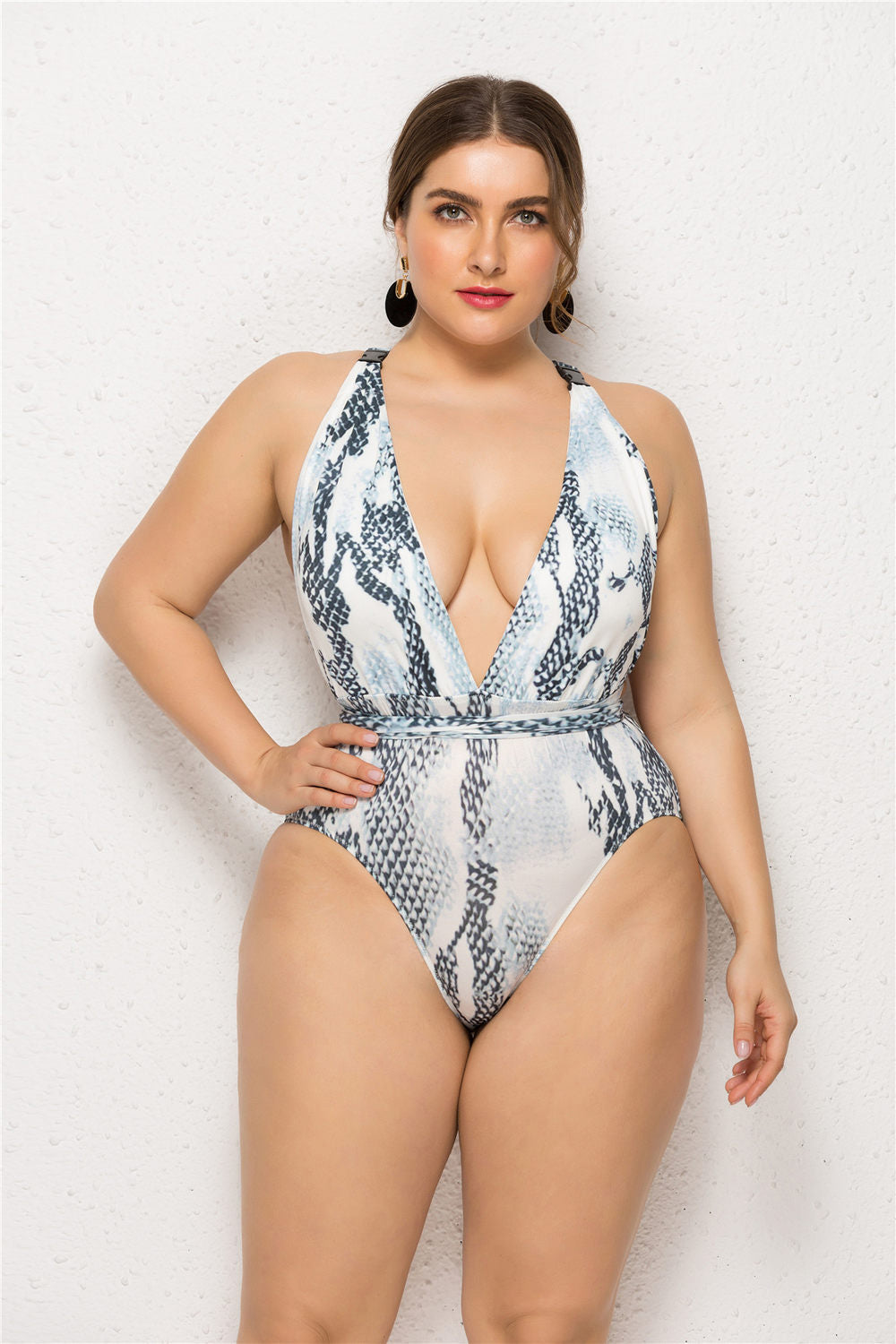 Maillot de bain imprimé Sexy Maillot de bain une pièce imprimé serpent Plus Size-MyHawaiianShirtsFR