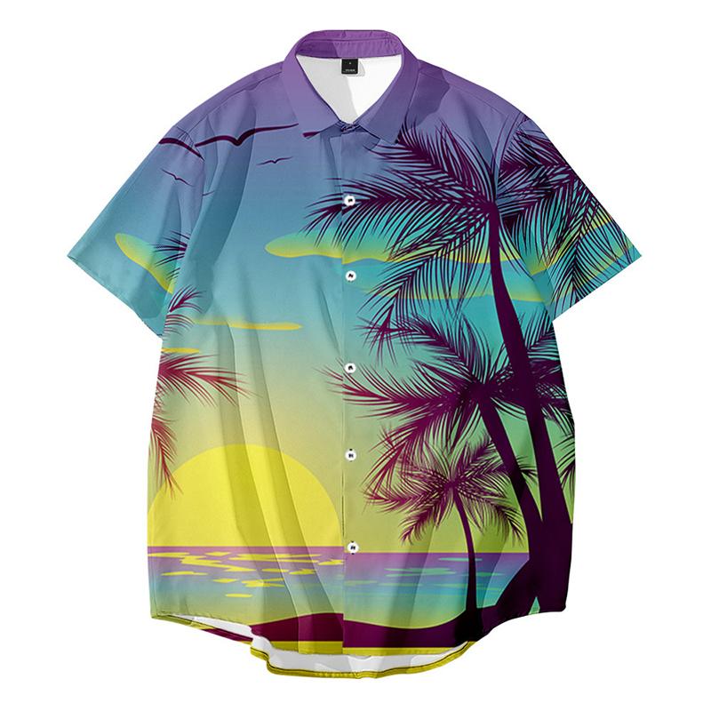Chemise hawaïenne tendance Robe imprimée palmier paysage de plage-MyHawaiianShirtsFR