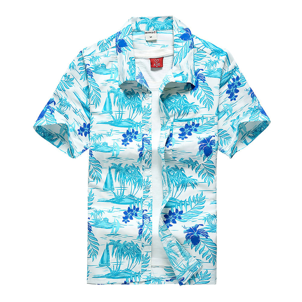 Hawaii Hemden Segelboot & Baum Design Aloha Strand Hemden für Männer-MyHawaiianShirtsDE