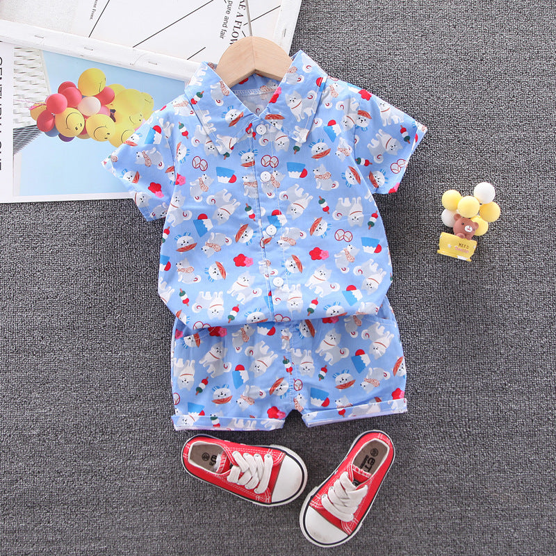 Hawaii Set Hawaii Cabana Set für kleine Jungen Kinder Aloha Strand Shirts Set - Shiba Inu-MyHawaiianShirtsDE