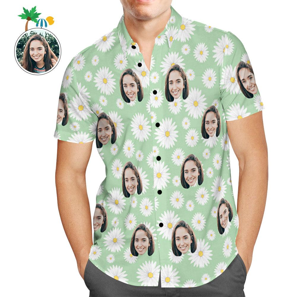 Hawaiihemd mit Gesicht Benutzerdefinierte Hawaiihemd Little Daisy Design Aloha Beach Shirt für Männer-MyHawaiianShirtsDE