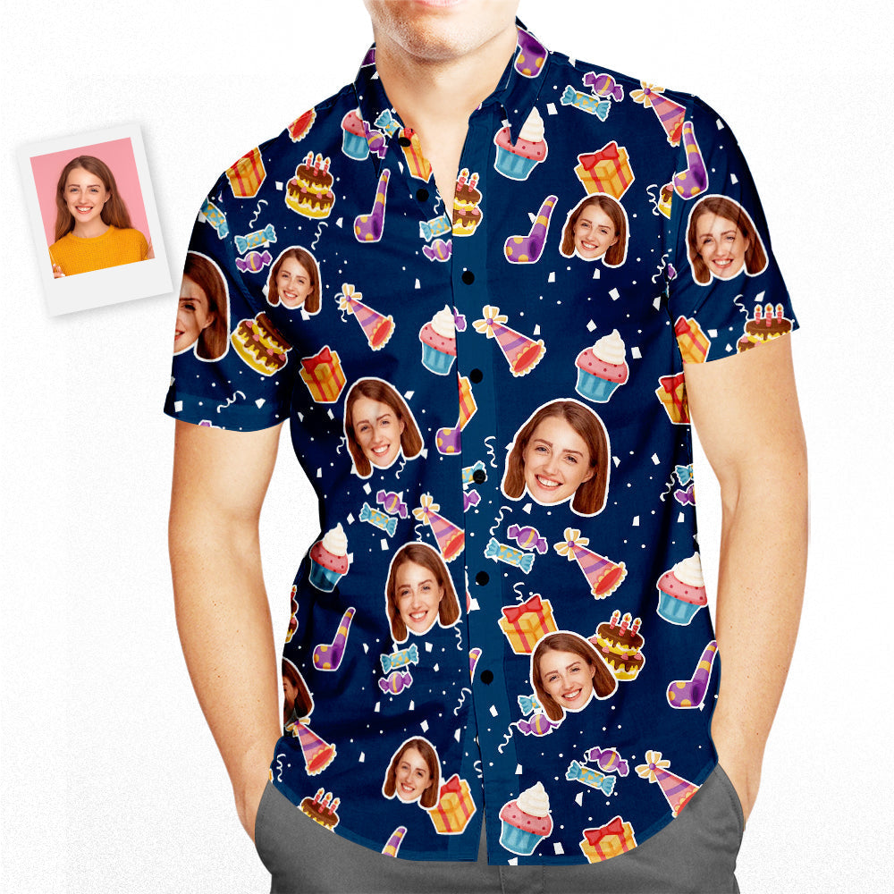 Hawaiihemd mit Gesicht Benutzerdefinierte Gesicht Geburtstag Muster Herren All Over Print Hawaii-Hemd-MyHawaiianShirtsDE