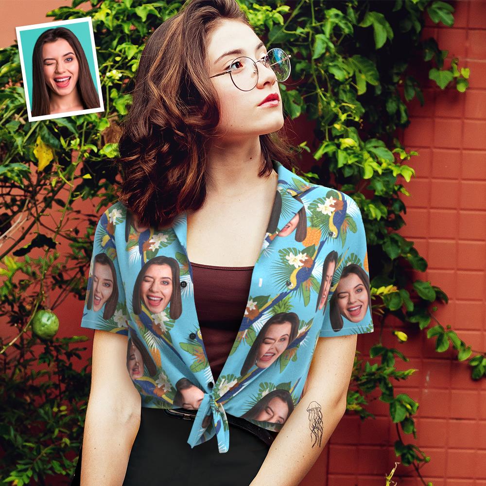 Hawaiihemd mit Gesicht Benutzerdefinierte Gesicht Hawaii-Hemd für Frauen Personalisierte Frauen Foto Hawaii-Hemd Geschenk für sie - Toucan Party