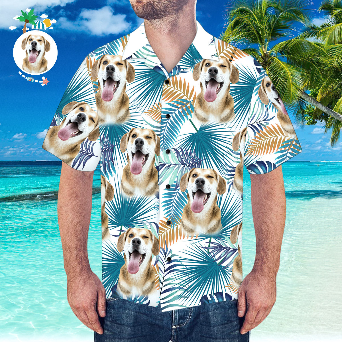 Hawaiihemd mit Gesicht Kundenspezifisches Gesichts-Hawaiihemd Sommerstrand-Hawaiihemd Kundenspezifisches Hemd mit Freund-Gesicht-MyHawaiianShirtsDE