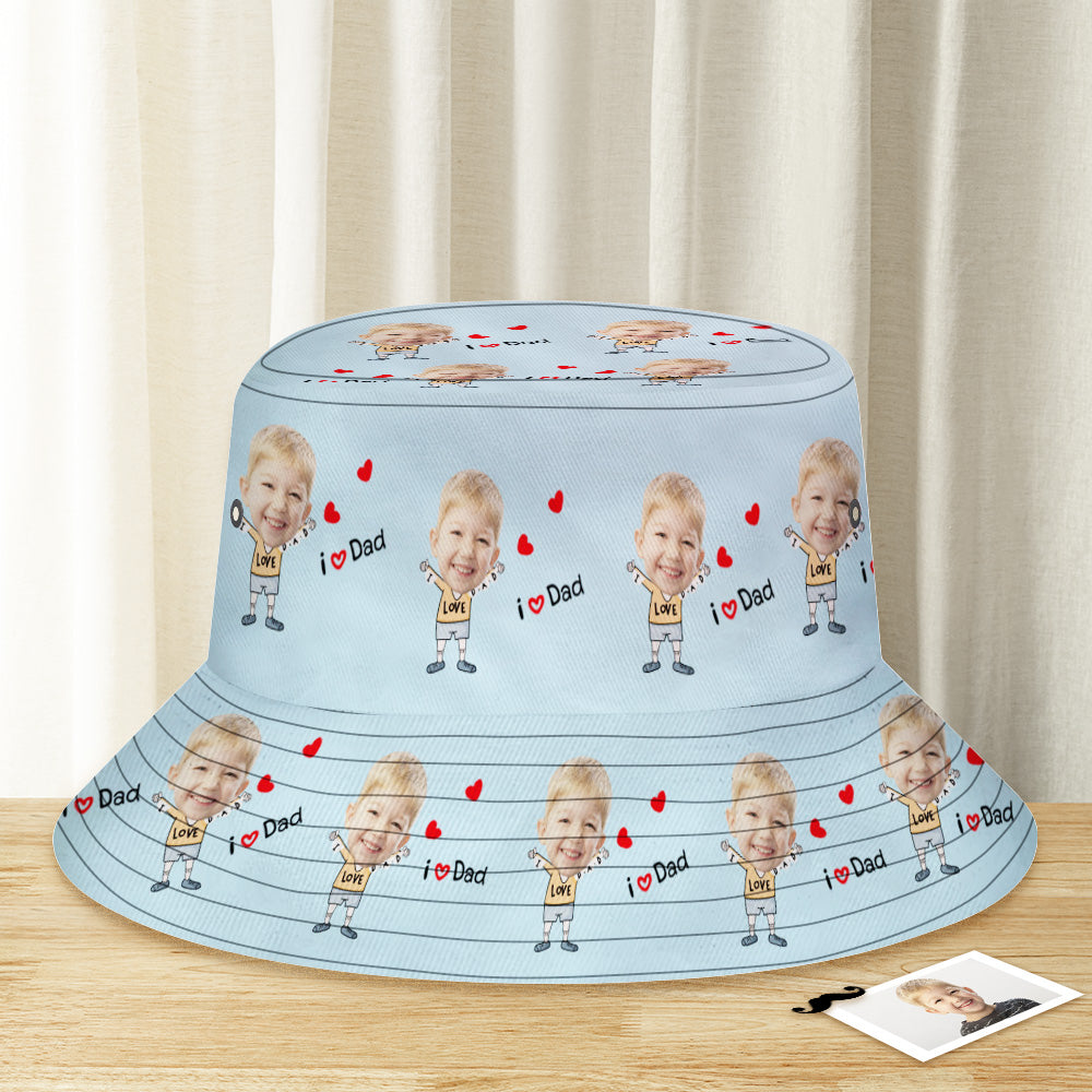 Benutzerdefinierter Eimerhut, Unisex-gesichtseimerhut, Personalisierbar, Breite Krempe, Outdoor-sommermütze, Wandern, Strand, Sporthüte, Für Den Liebsten Papa
