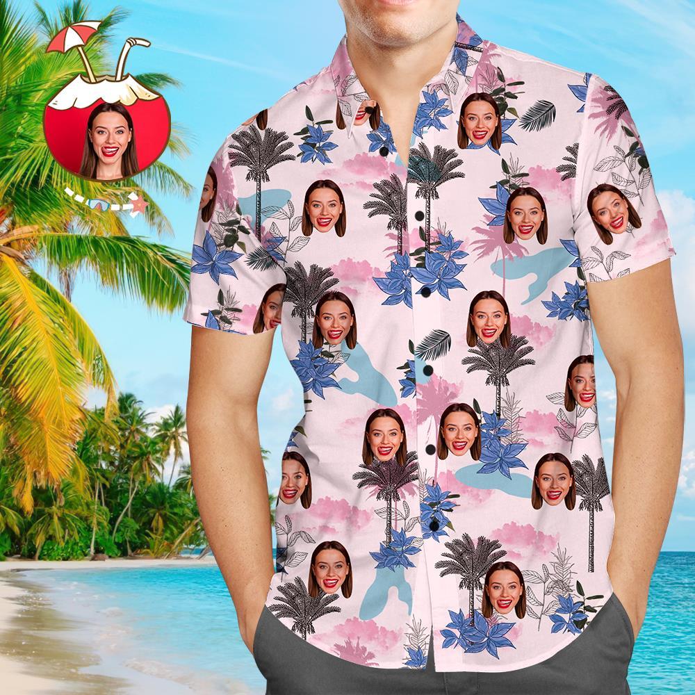 Hawaiihemd mit Gesicht Benutzerdefinierte Gesicht personalisierte Hawaii-Hemd All Over Print Wolken und Bäume-MyHawaiianShirtsDE