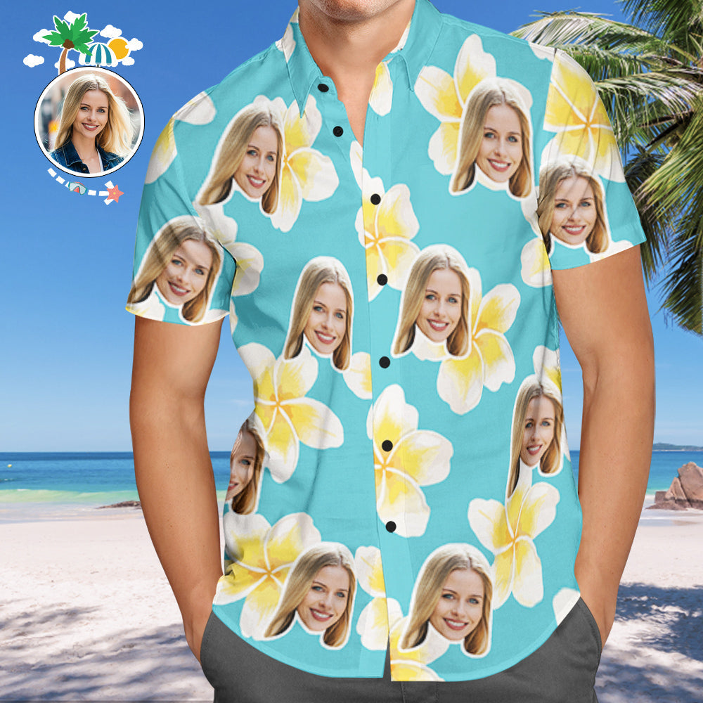 Hawaiihemd mit Gesicht Benutzerdefinierte Gesicht Hawaiihemd Tropical Beach Shirt Floral Shirt Geschenk für Männer-MyHawaiianShirtsDE