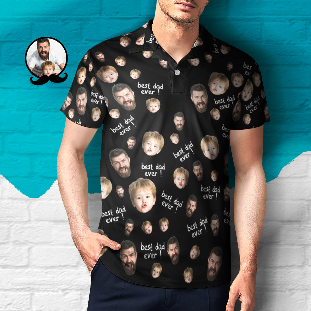 Benutzerdefinierte Gesicht Polo-Shirt Personalisierte Foto Polo-Shirt Best Dad Ever Geschenk für Papa-MyHawaiianShirtsDE