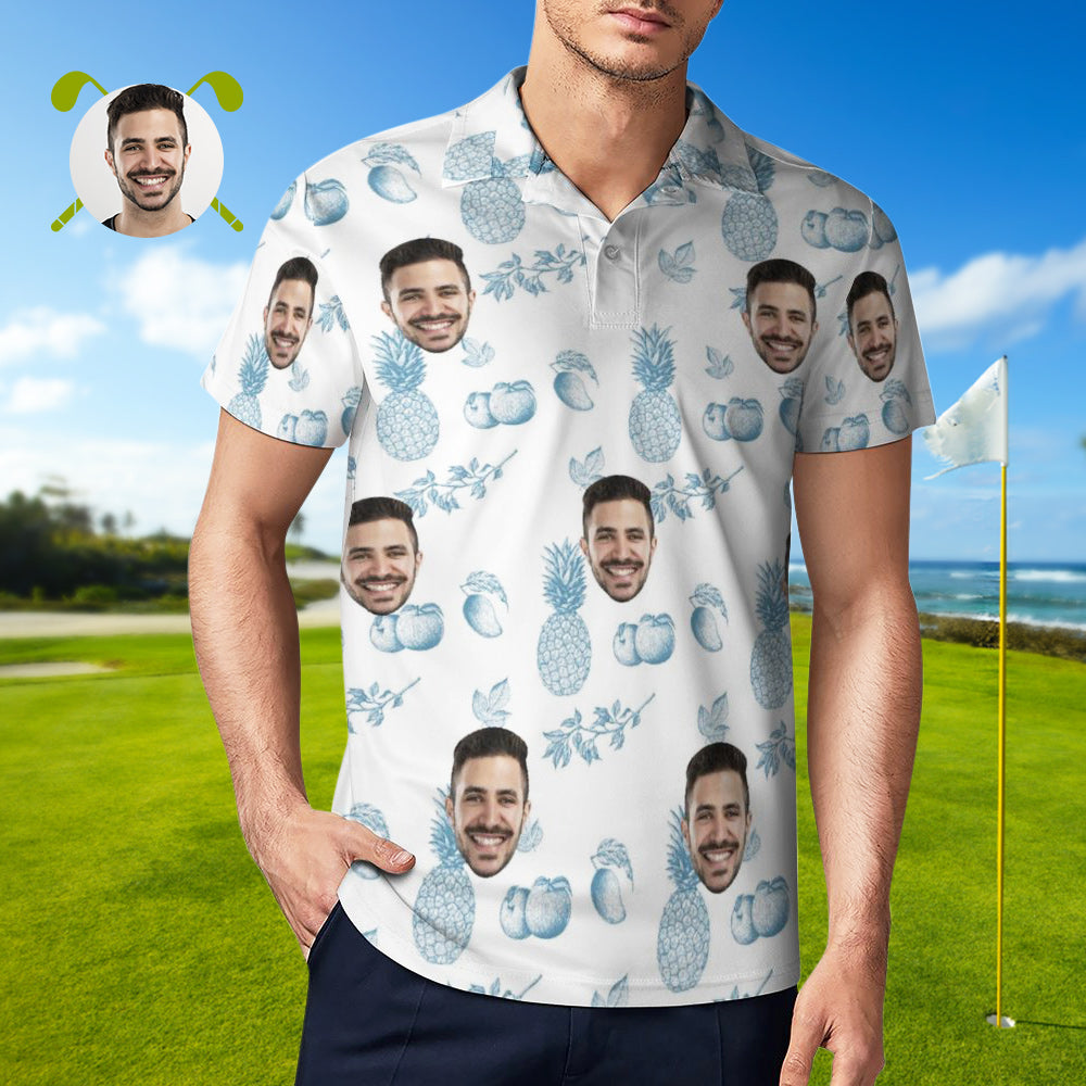Das Kundenspezifische Gesichts-poloshirt Der Männer Frucht-paradies-personalisierte Hawaiische Golf-hemden-MyHawaiianShirtsDE