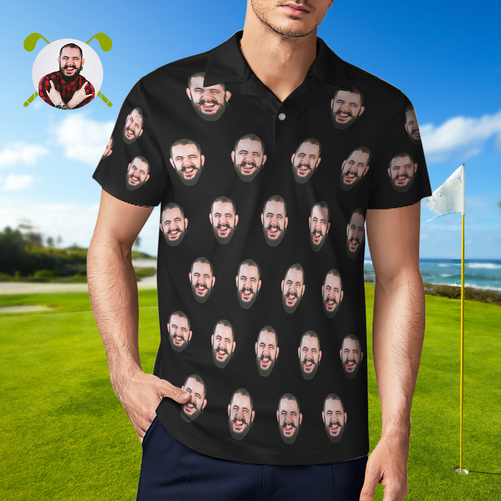 Benutzerdefiniertes Gesichts-polo-shirt Für Herren, Personalisierte Golf-shirts Für Ihn-MyHawaiianShirtsDE