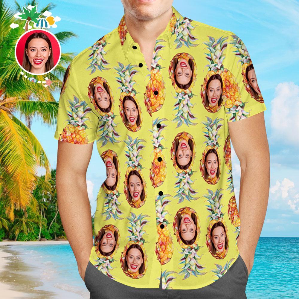 Hawaiihemd mit Gesicht Benutzerdefinierte Hawaiihemd Ananas Design Aloha Beach Shirt für Männer-MyHawaiianShirtsDE
