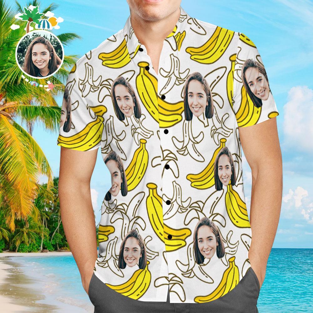 Hawaiihemd mit Gesicht Benutzerdefinierte Hawaiihemd lustige Banane Aloha Beach Shirt für Männer-MyHawaiianShirtsDE