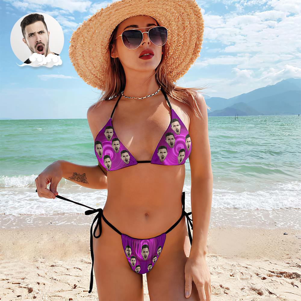 Benutzerdefinierte Gesicht Badeanzug Sexy Strappy Bikini Whirlpool-MyHawaiianShirtsDE