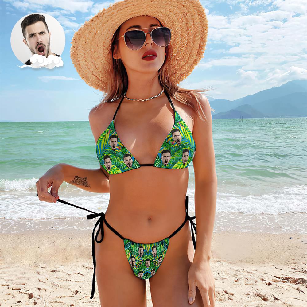 Benutzerdefinierte Gesicht Badeanzug Sexy Strappy Bikini Tie Dye-MyHawaiianShirtsDE