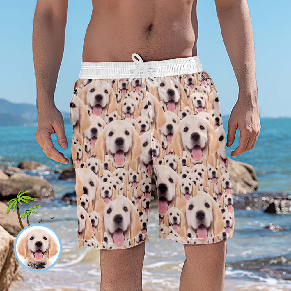 Der Swim Trunk Des Kundenspezifischen Netten Gesichts-hundefoto-mannes-MyHawaiianShirtsDE