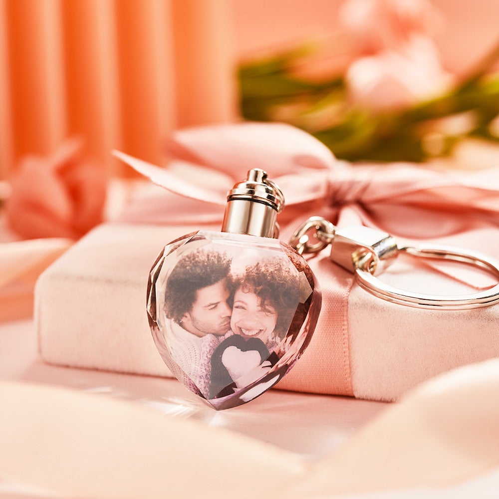 Crystal Keychain Heart-shaped Custom Photo Keychain Gift for Dad Who Wants Nothing