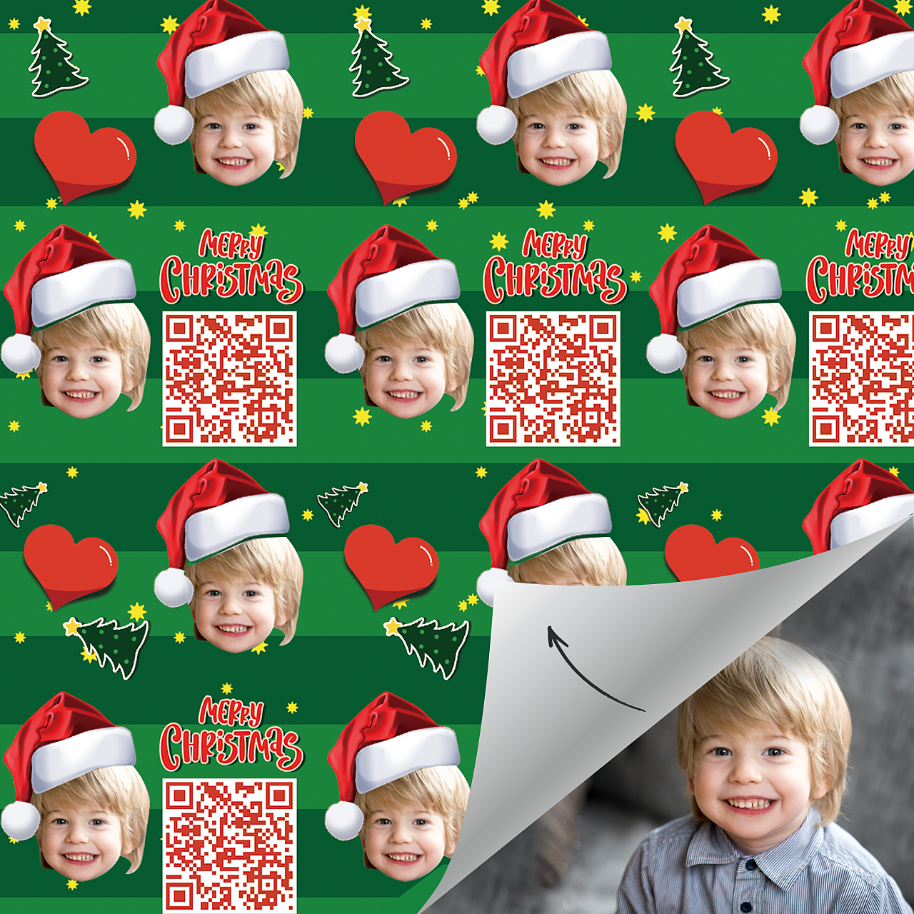 Custom Face Gift Wrap With Your Video-Merry Christmas(Xmas)