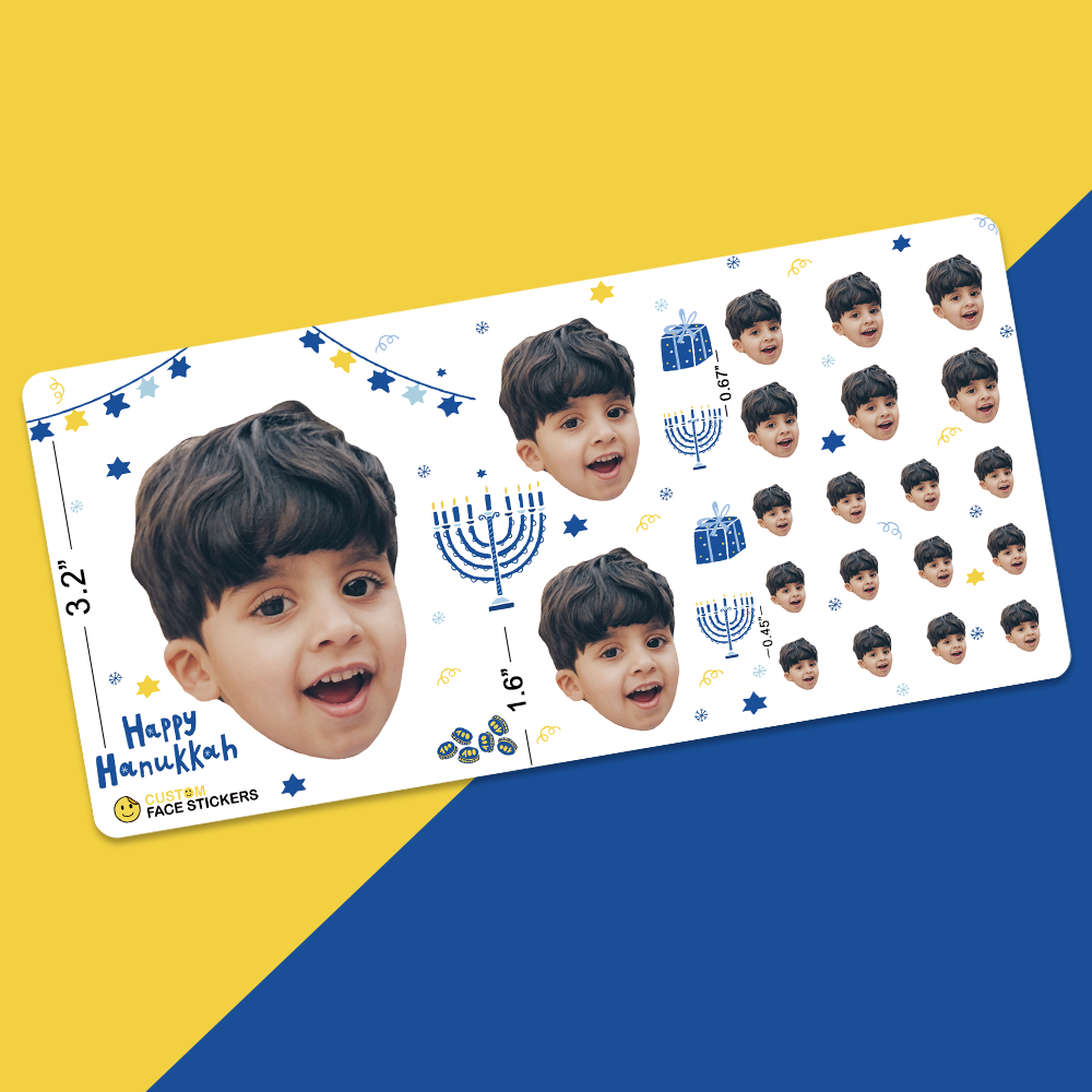 Custom Face Sticker Sheet -  Happy Hanukkah Super Boy