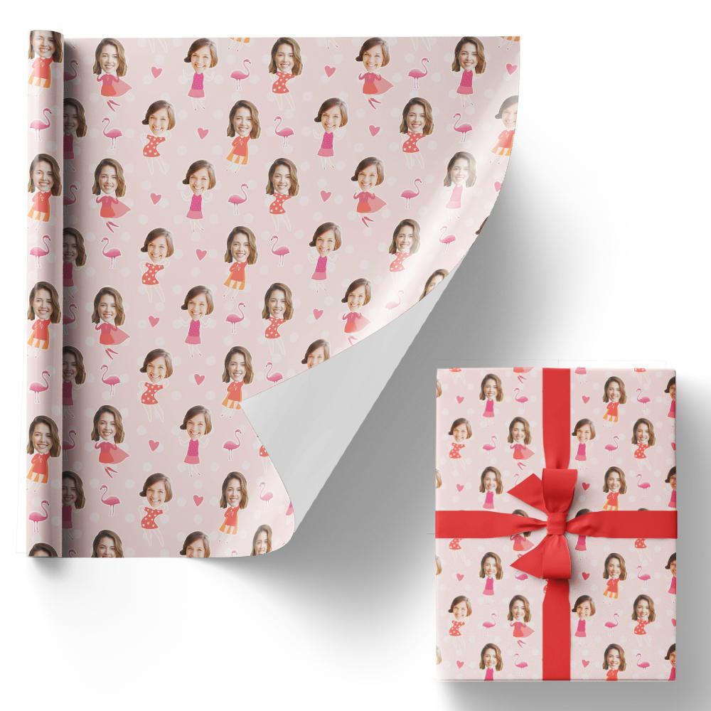 Custom Face Gift Wrapping Paper Cute Girl Gift Paper