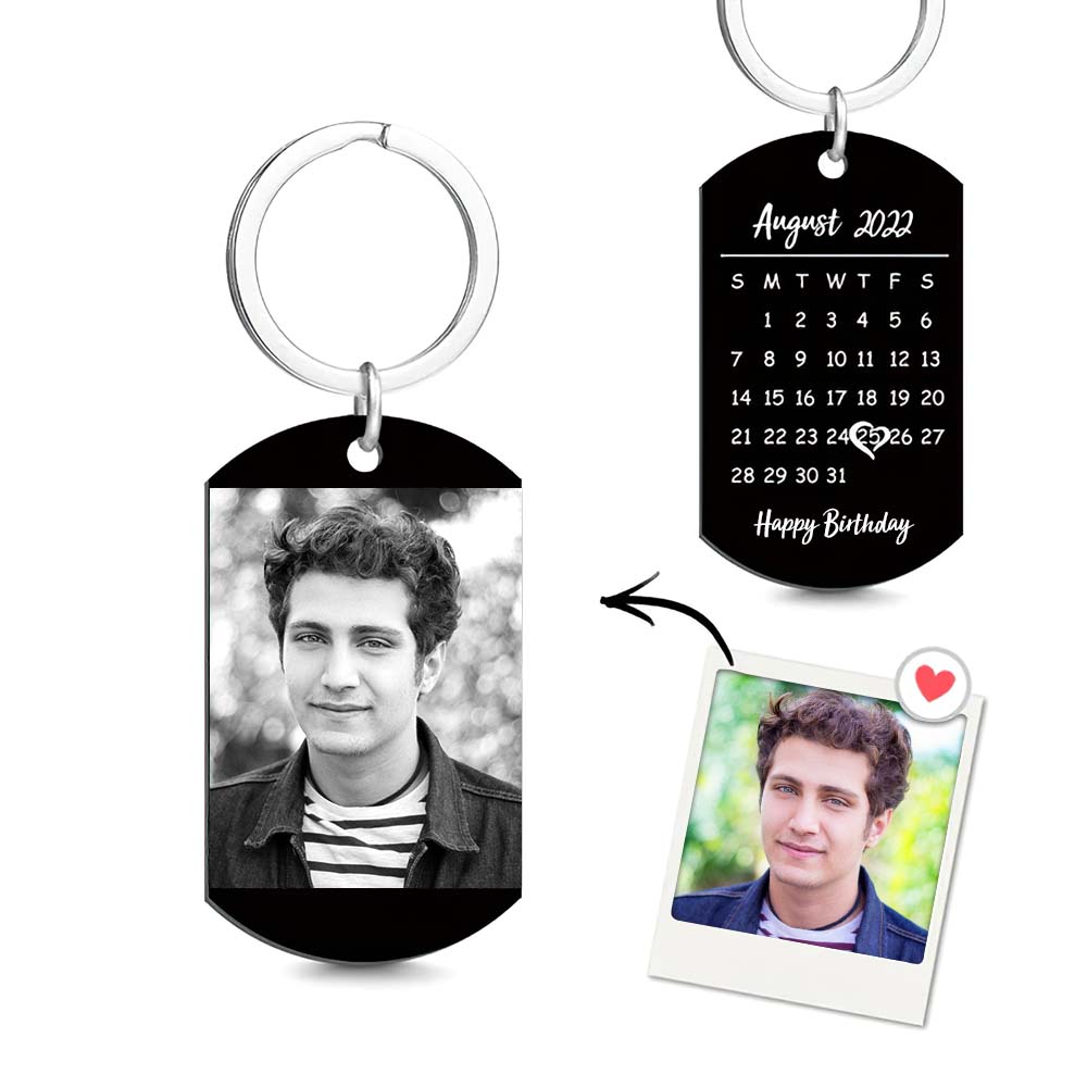 Memorial Pet Calendar Keychain Gifts for Dog Owners Tag Keyring Stainless Steel