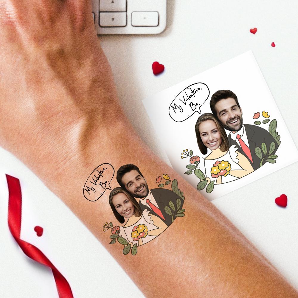 Custom Couple Photo Tattoo Stickers- My Valentine Birthday