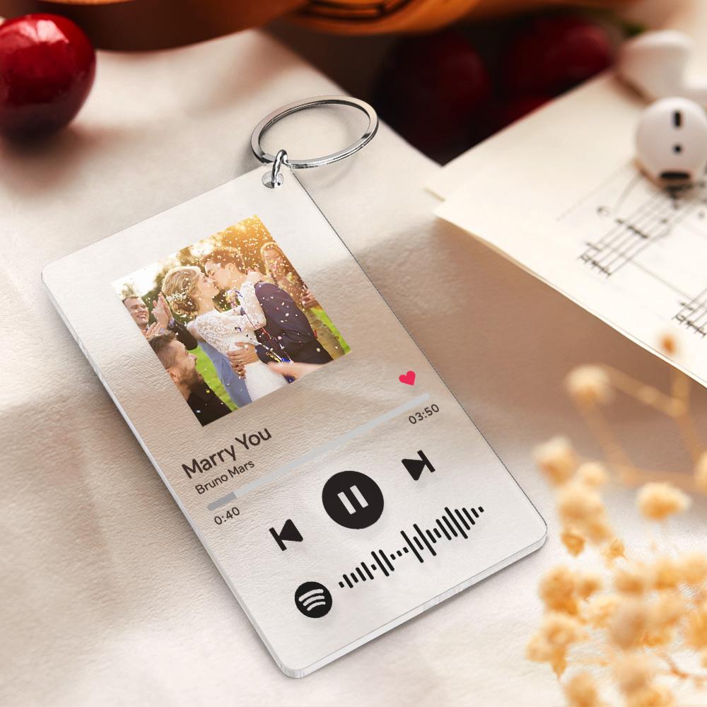 Personalized Gifts Spotify Code Music Plaque Keychain(2.1in x 3.4in)