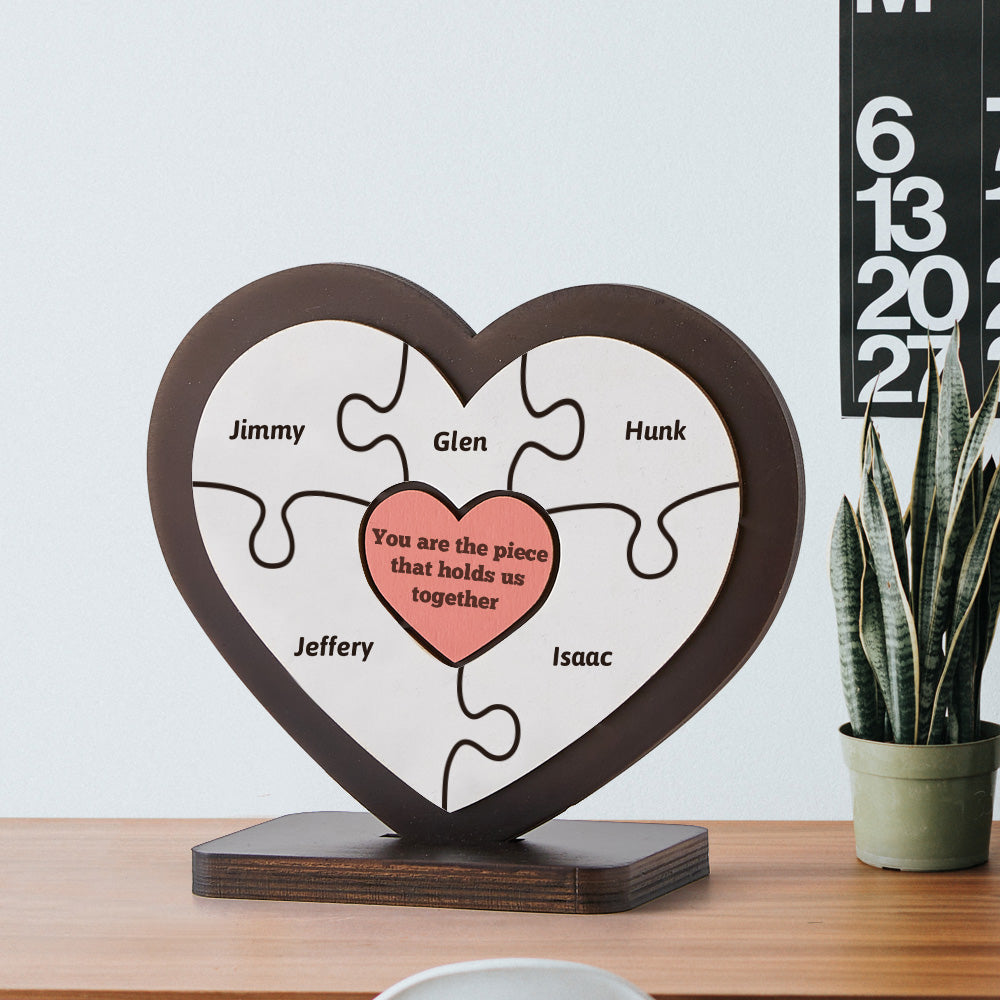 Personalized Name Heart Wooden Puzzle Ornaments