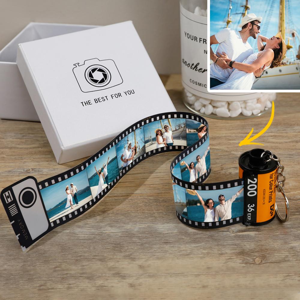 Gift for Her Personalized Film Roll Keychain Custom Pictures Photo Keyring