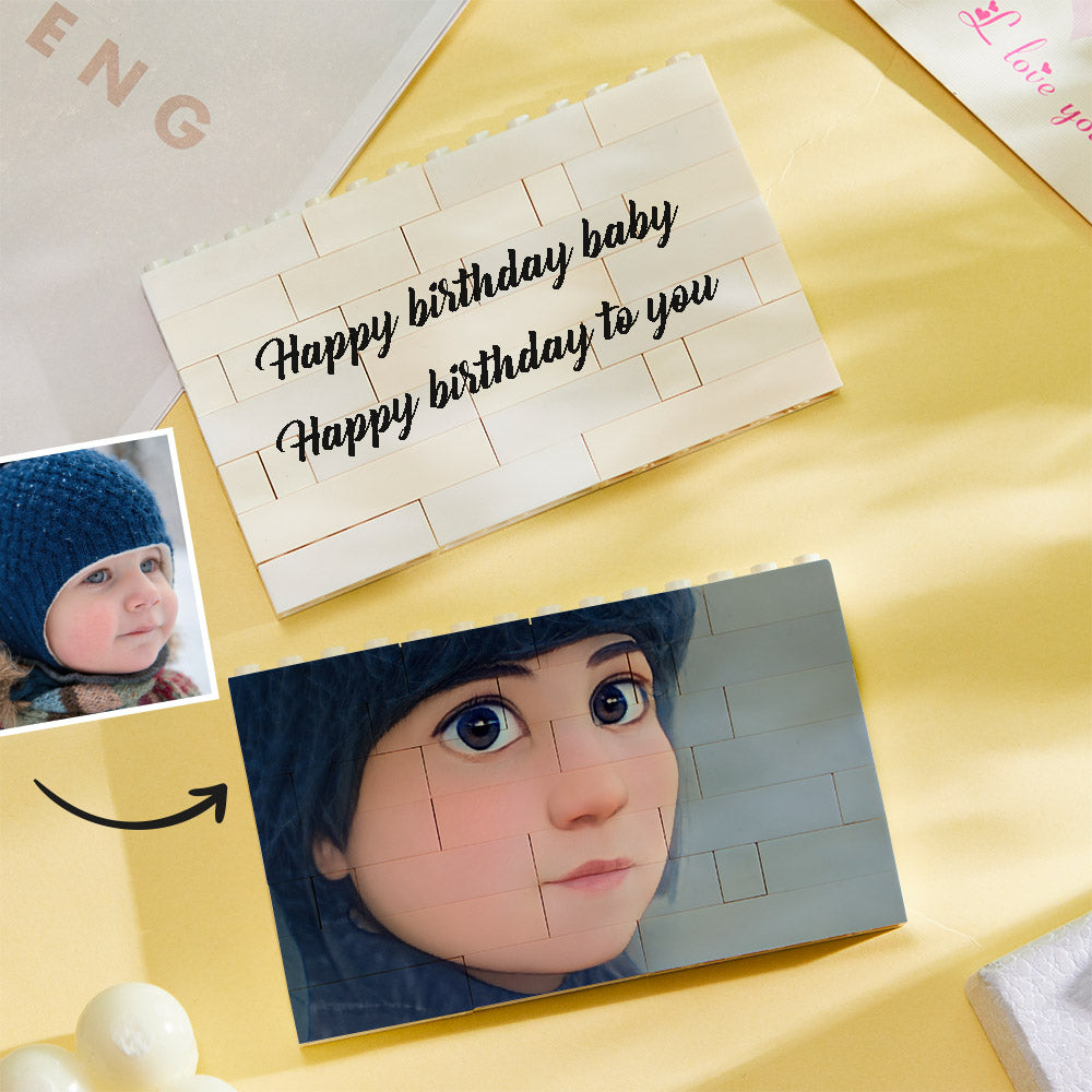 Personalised Building Bricks Custom Cartoon Avatar Horizontal Block Valentine's Gifts