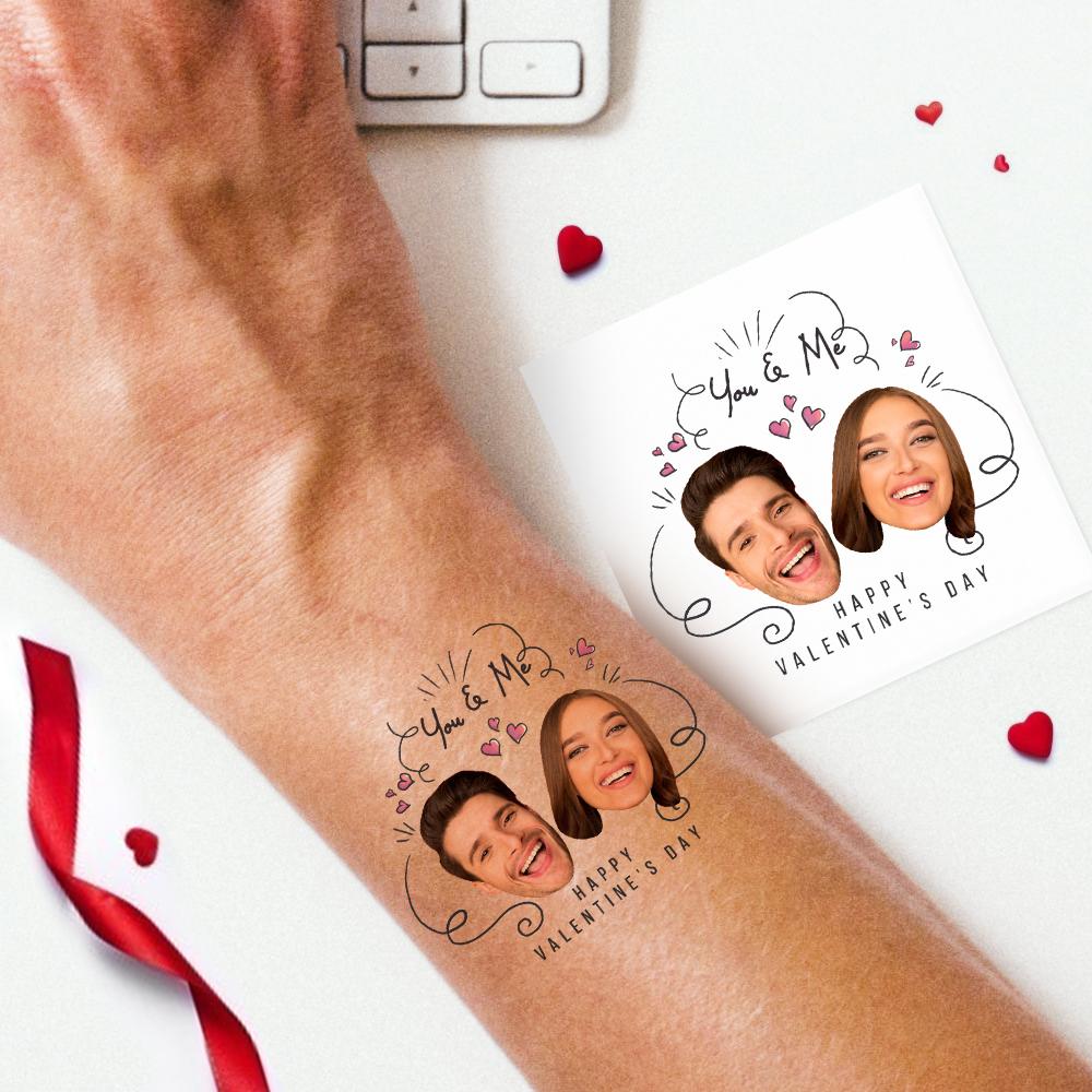 Custom Cute Couple Photo Tattoo Stickers