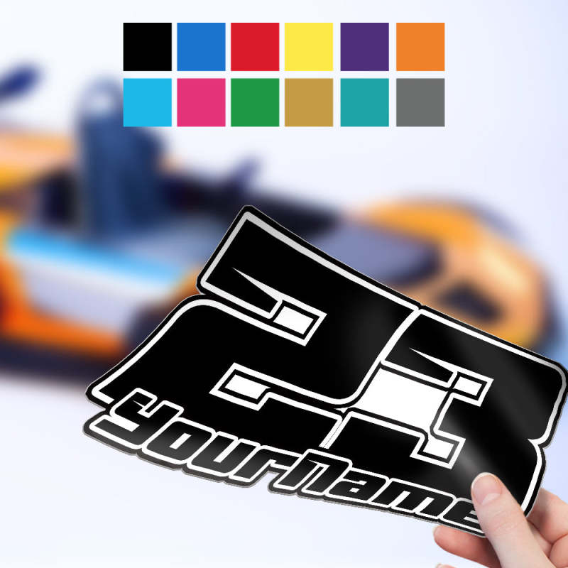 thumbnail image 2 of Race X Custom Vinyl Decal Sticker - Old School Racing Number & Name - 5x8 Red 2 of 3