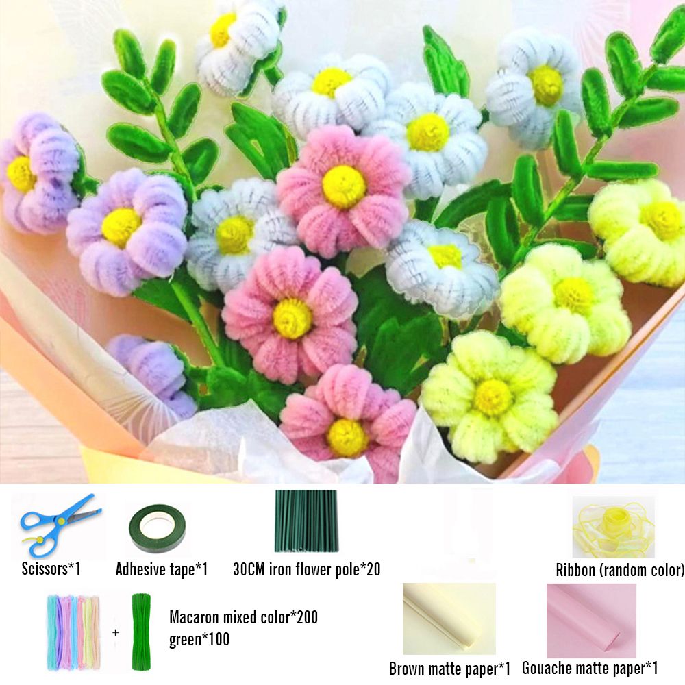 DIY Pipe Cleaner Flowers Bouquet Handmade Twist Stick Bouquet Gift for Her -