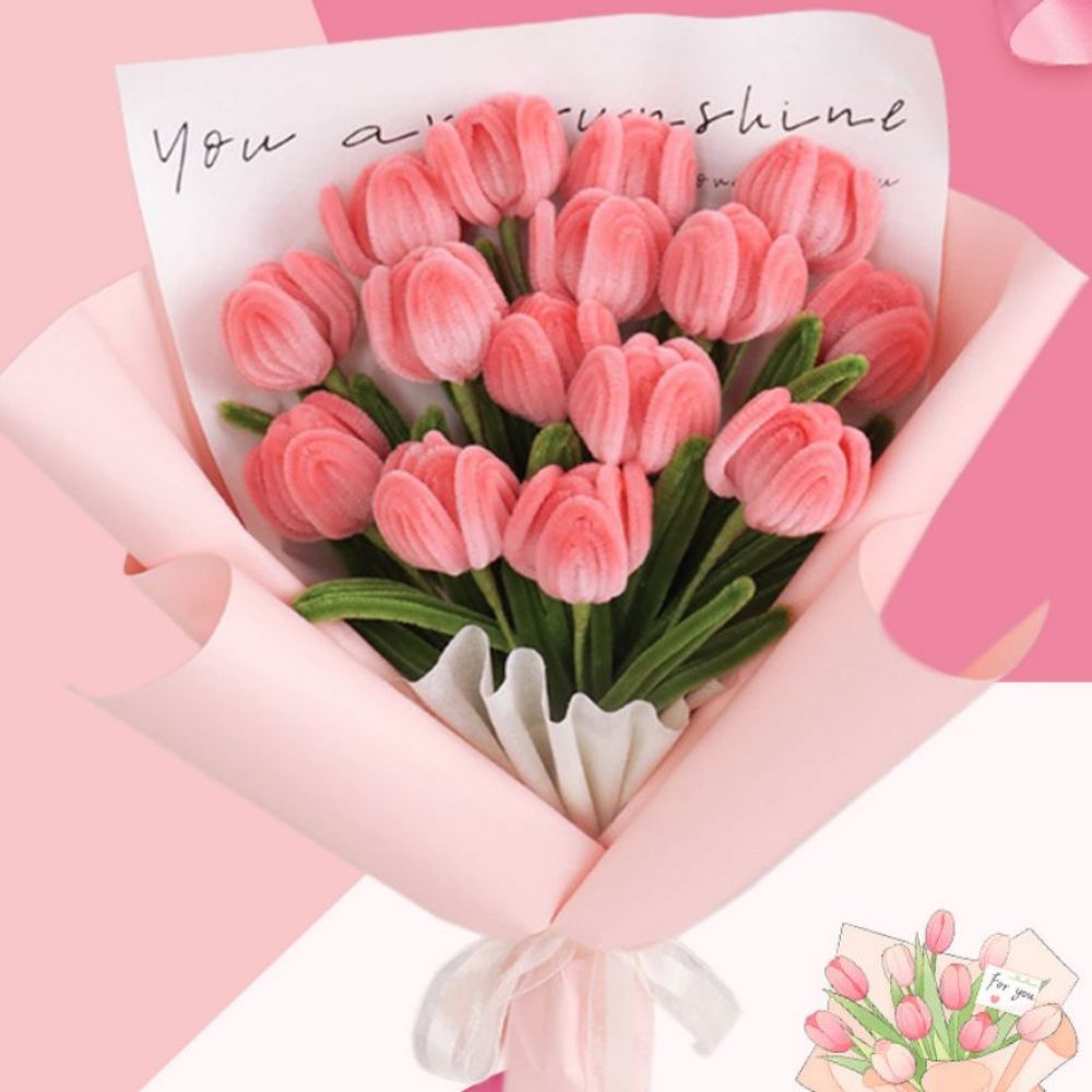 DIY Pipe Cleaner Tulip Bouquet Handmade Twist Stick Bouquet Gift for Her