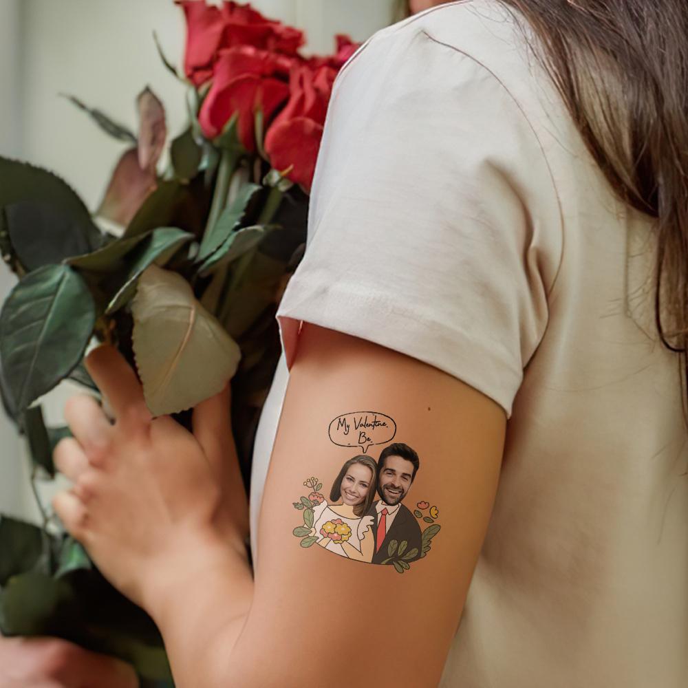 Custom Couple Photo Tattoo Stickers- My Valentine Birthday