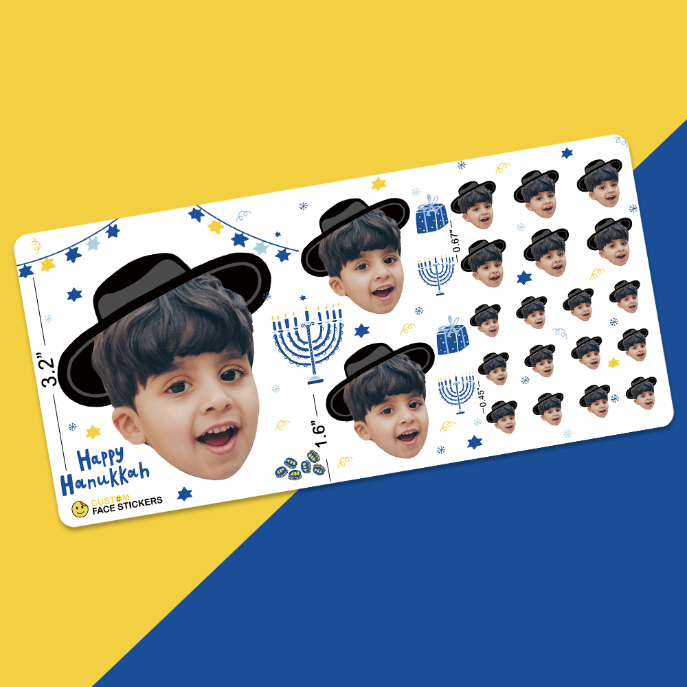 Custom Face Sticker Sheet -  Happy Hanukkah Boy