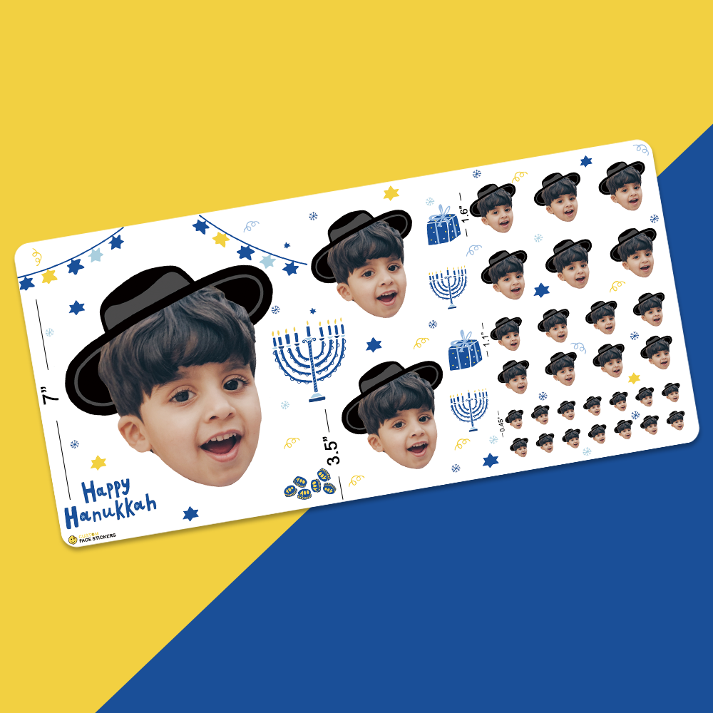 Custom Face Sticker Sheet -  Happy Hanukkah Boy